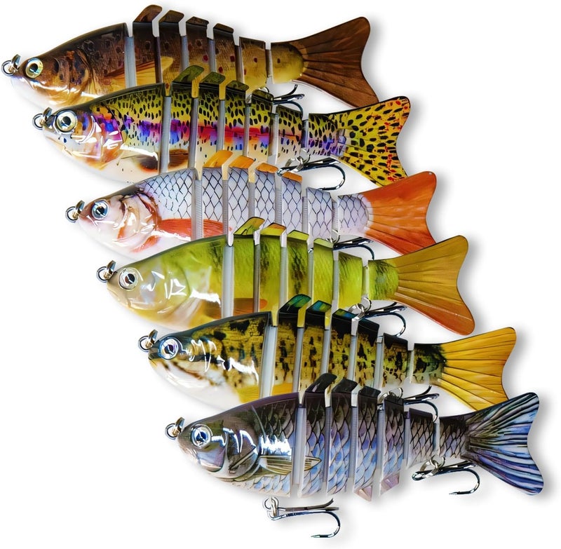 CTrowelpro 6PCS Fishing Lures for Freshwater and Saltwater with case,Slow Sinking Multi Jointed Swimbaits, Lifelike Lures for Bass Trout Crappie Walleye Pike - Image 1